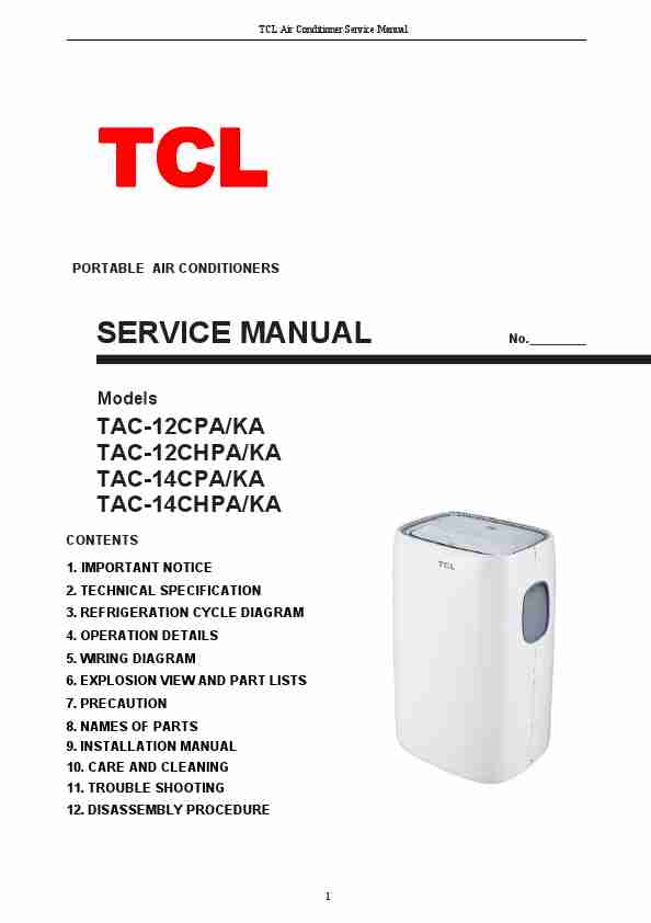 Tcl Portable Air Conditioner Service Manual_pdf